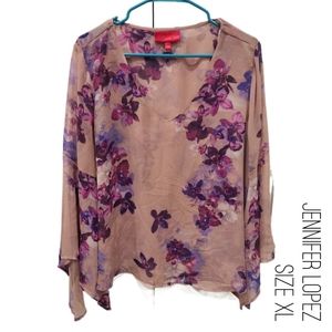 Jennifer Lopez Lavender Floral Blouse XL